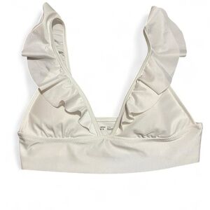 Aerie white Ruffled Bralette bikini top